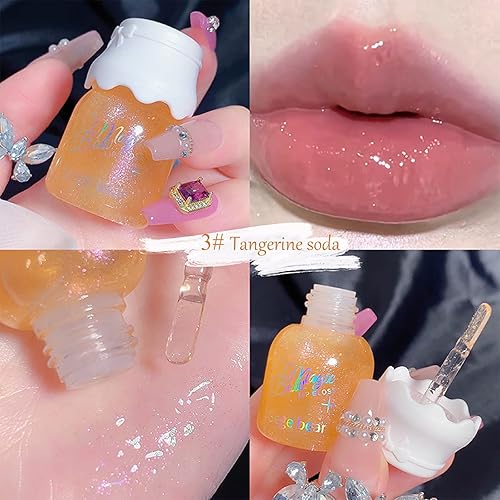 Miniatura 4 de Juego de brillo labial de 5 colores, aceite hidratante para labios, lindo hidratante tintado labial transparente, juego de bálsamo