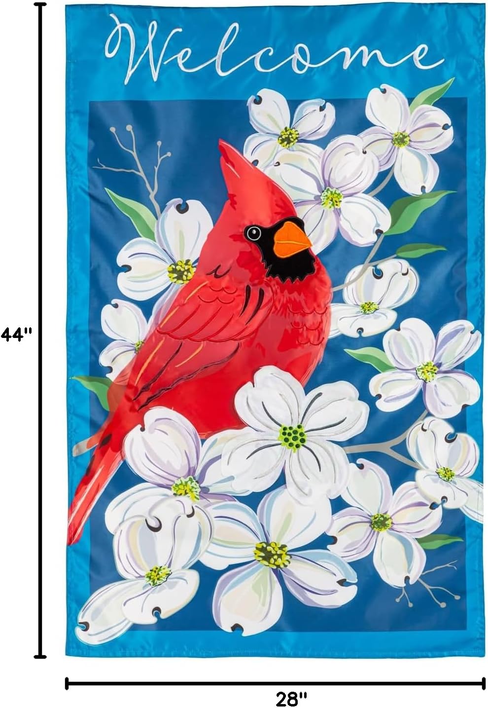 Evergreen Flag,Spring Dogwood Cardinal Applique House Flag,28X0.25X44 Inches