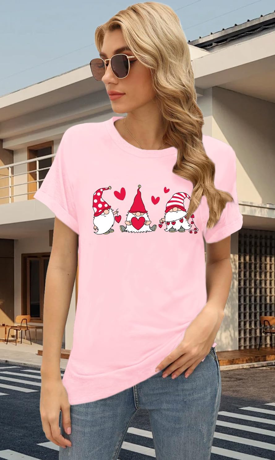 Valentines Shirts for Women Funny Hearts T-Shirt Happy Valentine's Day Tee Tops - Image 3