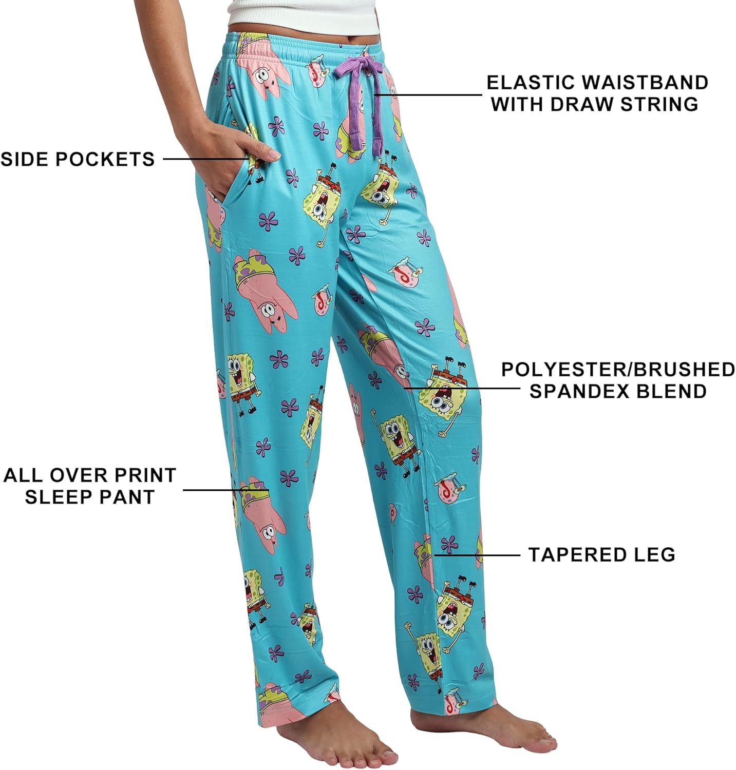 Spongebob Squarepants and Patrick All-Over Print Women's Sleep Pajama Pants - Image 3