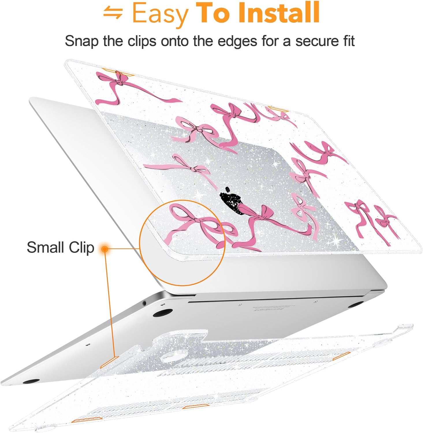 Compatible with MacBook Air 13 inch Case 2021 2020 2019 2018 Release A2337 M1 A2179 A1932 with Retina Display & Touch ID, Plastic Hard Shell & Keyboard Cover，Bows