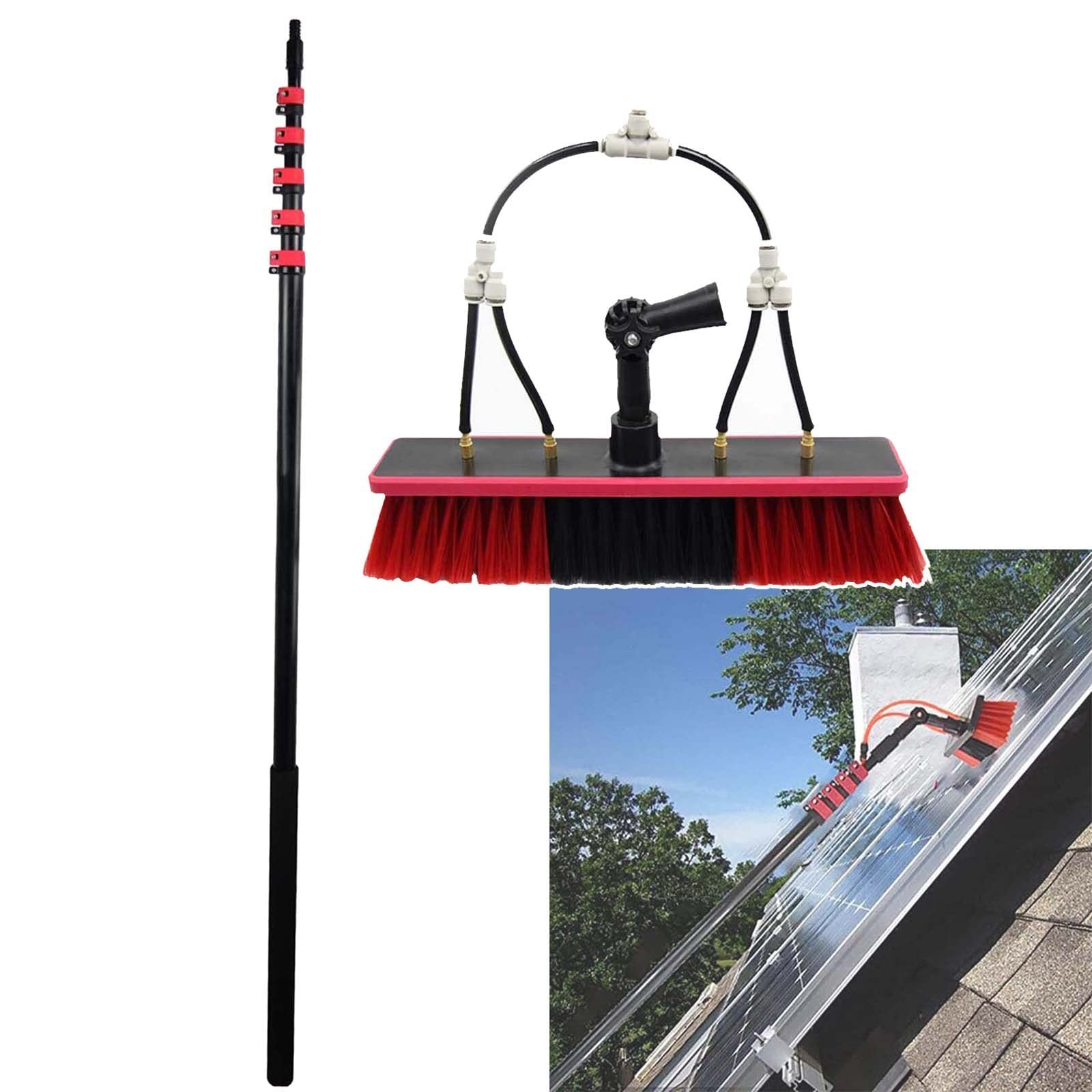 Nettoyage de panneaux photovoltaïques et vitres sans échelle grâce à la brosse télescopique 6 m