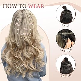 Fliace Clip in Hair Extensions, 6 PCS Natural & Blends Well Hair Extensions, Long Wavy Hairpieces(20inch, 6pcs, Light Blonde)