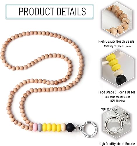 Miniatura 5 de Cordón para profesores con soporte de identificación, cordones para insignias de identificación, llaves para mujeres, lindo cordón de madera con