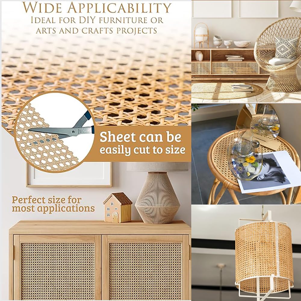 HEYOUTH Larghezza Fettuccia Rattan, Fettuccia Aperta Foglio di Rattan Intrecciato,Larghezza in Rattan,con pressa a Barra Circolare da 2-6 Metri,per Mobili Sedie Armadietti,DIY Craft(2 m x 35 cm)