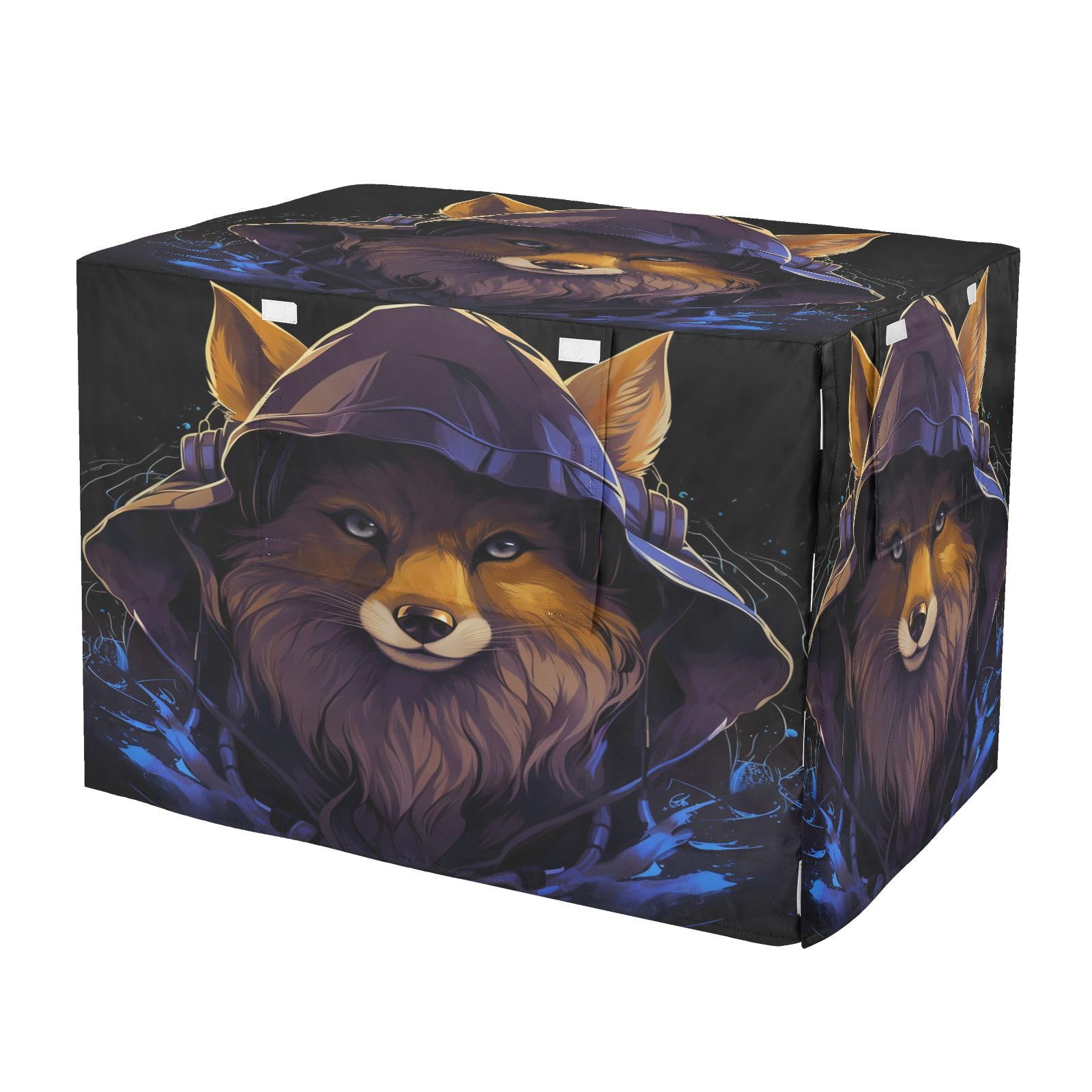 Housse imperméable cage chien chat motif renard punk protectrice
