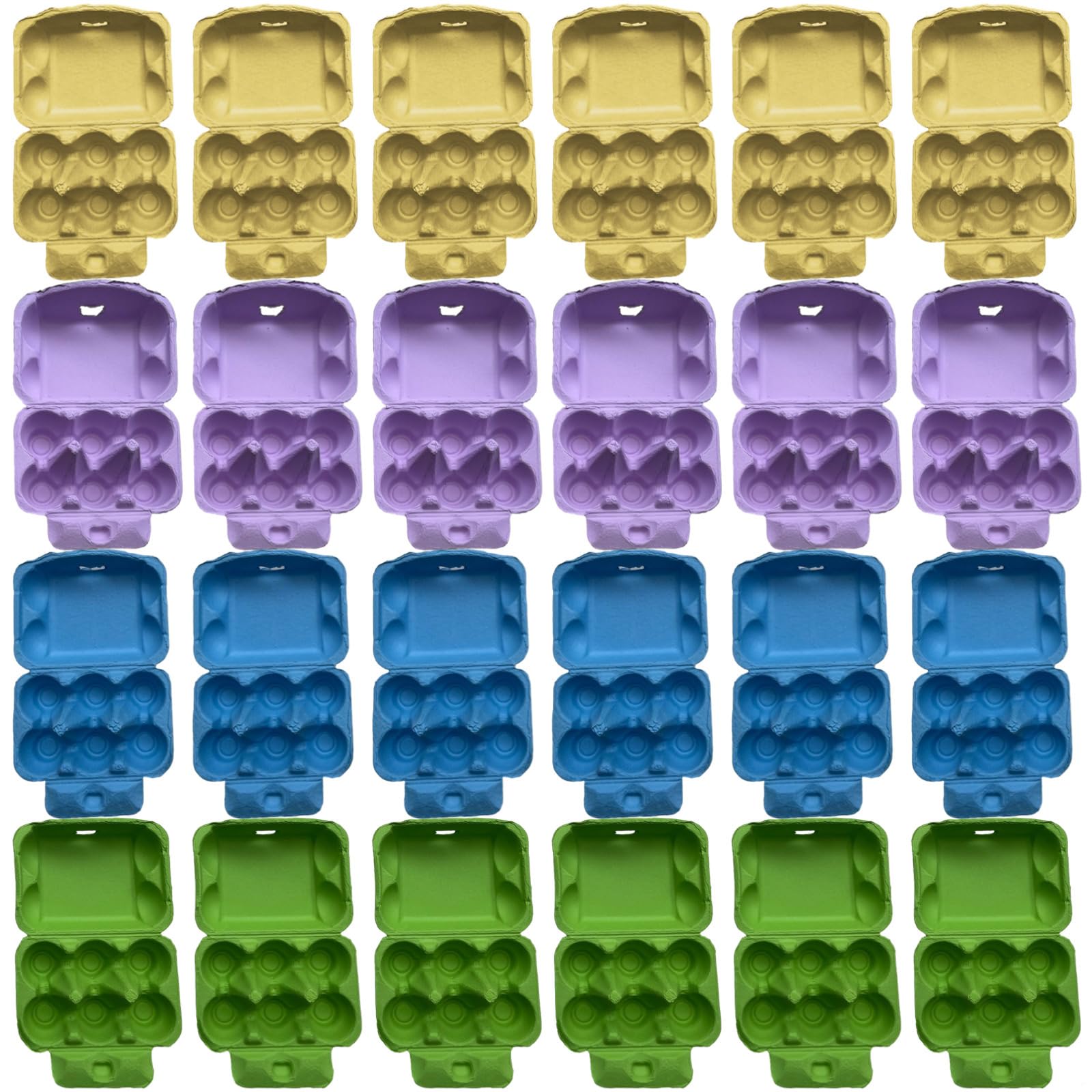 24 Stück Eierkartons, sichere Verriegelung, Papier-Eierkartons in mehreren Farben, leere Großkartons, ideal für Bauernhof, Hühner- und Wachteleier