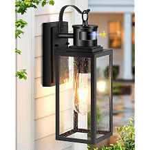 VIANIS Upgrades 14" Motion Sensor Outdoor Lights, Versatile 4 Modes Porch Light Outdoor, Black Dusk to Dawn Outdoor Lighting for Entryway, Garage, House, Patio, Porch, Distance Adjustable, 1 Pack