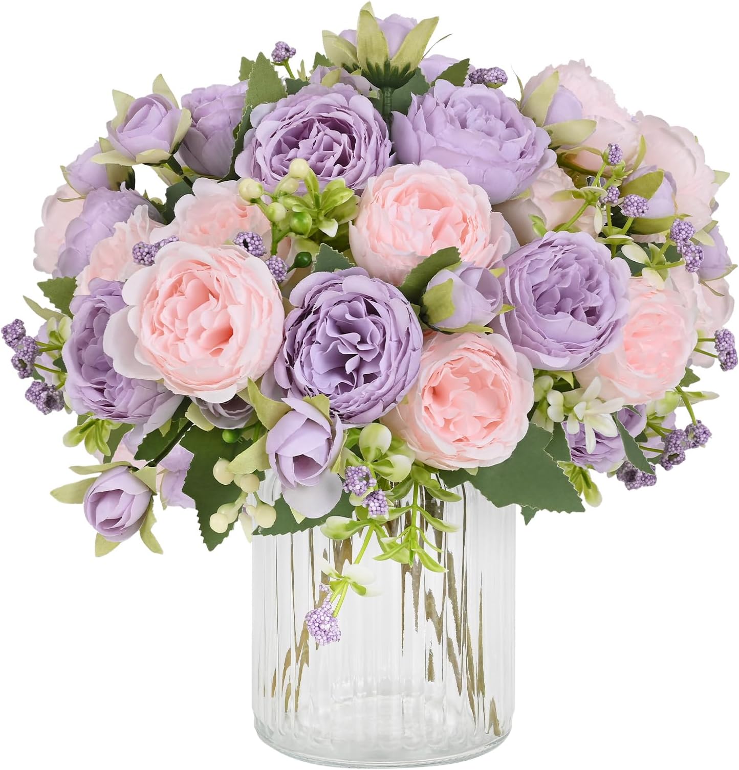 MARTINE MALL 2 Packs Peonies Artificial Flowers, Pinkish-Purple Artificial Peonies, Silk Peonies Flowers Fake Peonies Artificial Flowers Peonies Bouquet for Centerpiece Table Wedding Party Home Decor