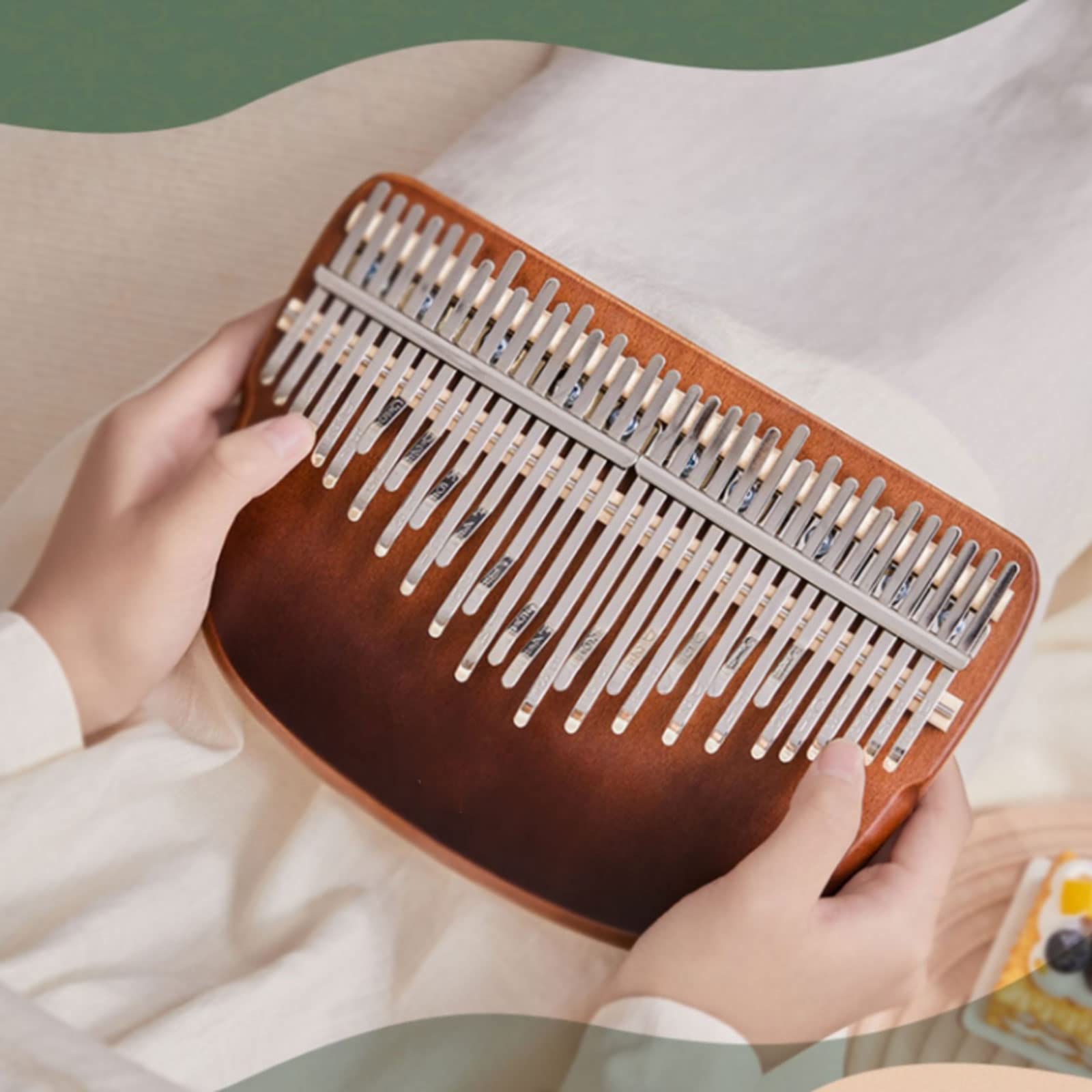Exquisiter Klang Daumenklavier 34 Töne, einschließlich Halbtöne, Holzkörperinstrument, Musiklernzubehör, Geschenke für Erwachsene, Anfänger Einfach zu Spielen