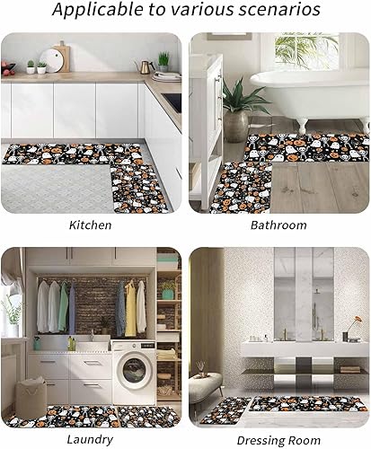 Miniatura 6 de Tapete de baño negro de Halloween para bañera, antideslizante, secado rápido y absorbente, tierra de diatomeas, fregadero de cocina, lavable,