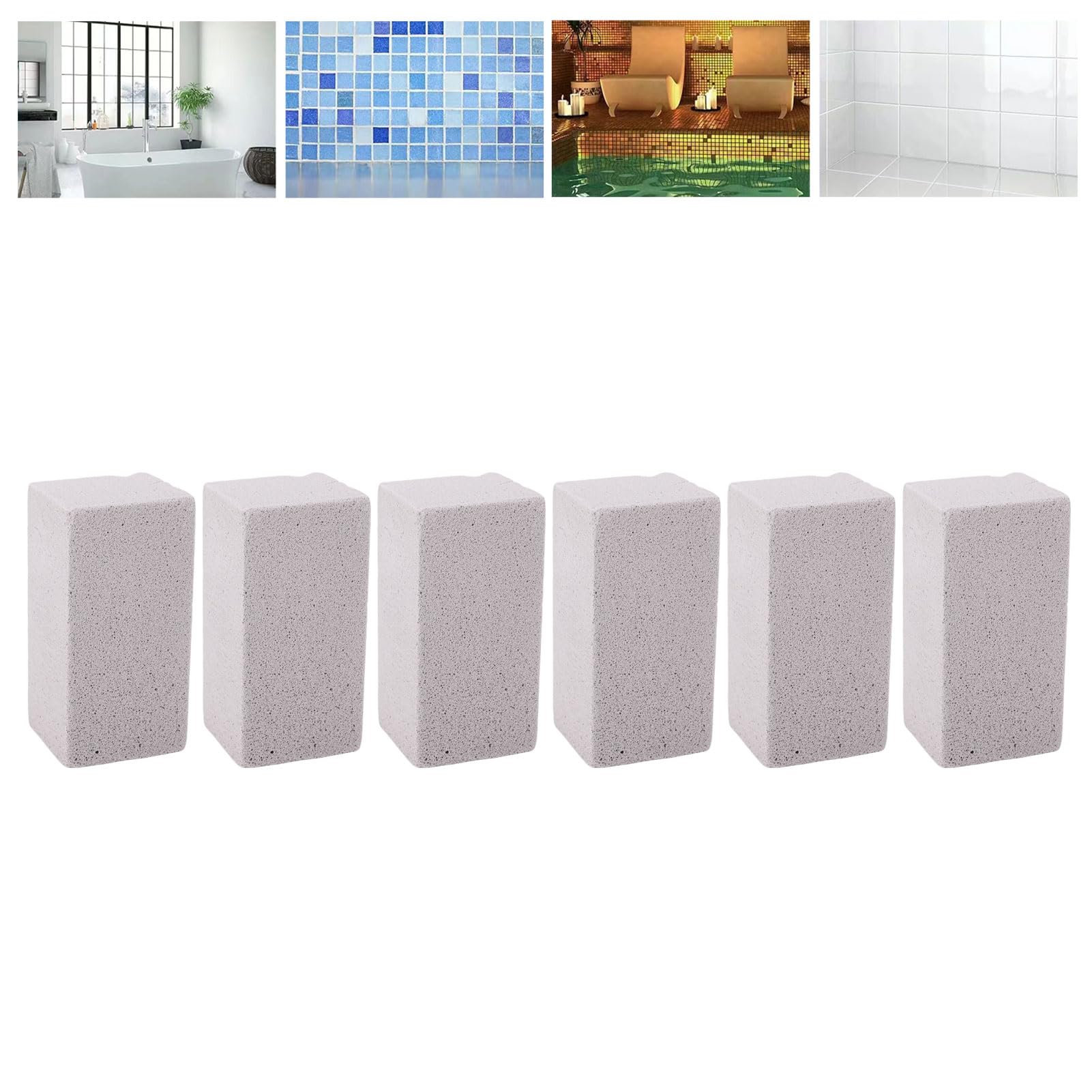 Piedra Pómez para Piscina Paquete de 6 Bloques de Material de PVC para Inodoro Bañera Cocina Fregadero Ducha Azulejos y Parrilla Depósitos de Calcio Cal y Manchas Obstinadas (Grande)