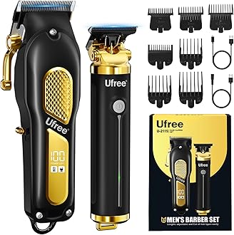 Ufree Professional Hair Clippers, Cordless Hair Clippers for Men Haircut, Electric Hair Trimmer, Rechargeable Beard Trimmer Set, Barber Clippers, Electric Shaver, Gifts for Men