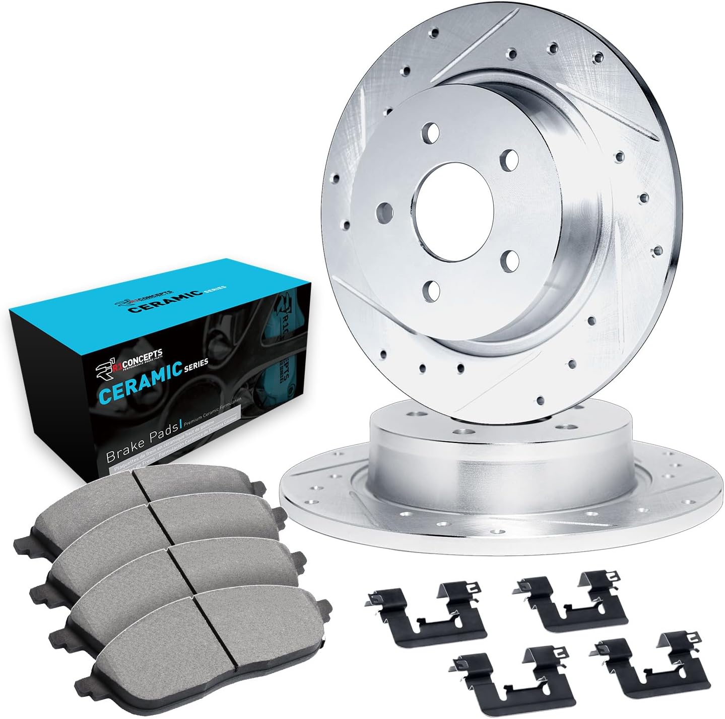 R1 Concepts Rear Brakes and Rotors Kit Rear Brake Pads