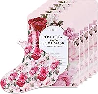 PETITFEE Rose Petal Satin Foot Mask 5 Pairs - Rose Scented Nourishing Socks with Peptide, Collagen, Shea Butter, Urea for Silky Smooth Feet