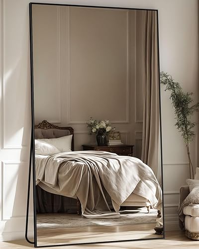 Miniatura 2 de Antok Espejo de longitud completa, 41 x 81 pulgadas, espejo rect de longitud completa con soporte, espejo de piso de cuerpo completo, color negro