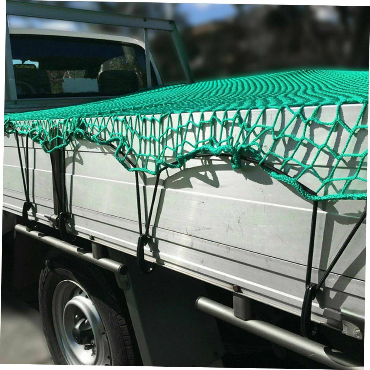 Rete Carico per Pianale Pick-up in Nylon Resistente Antistrappo con Cordini Elastici e Ganci Rete Copri Carico per Camion e Rimorchi Protezione Sicura per Bagagli e Merci