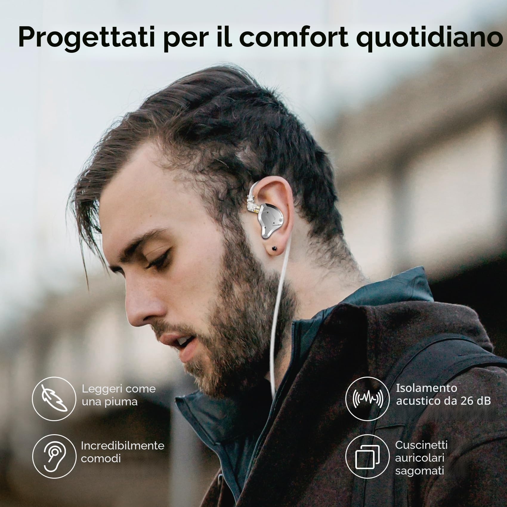 Yinyoo KZ ZS10 Pro Auricolari In Ear Monitor Cablati, 4BA 1DD Cuffie IEM Ibridi con Piastre Acciaio,con Cavo 2 Pin 3.5mm 4 Paia di Gommini per Musicisti