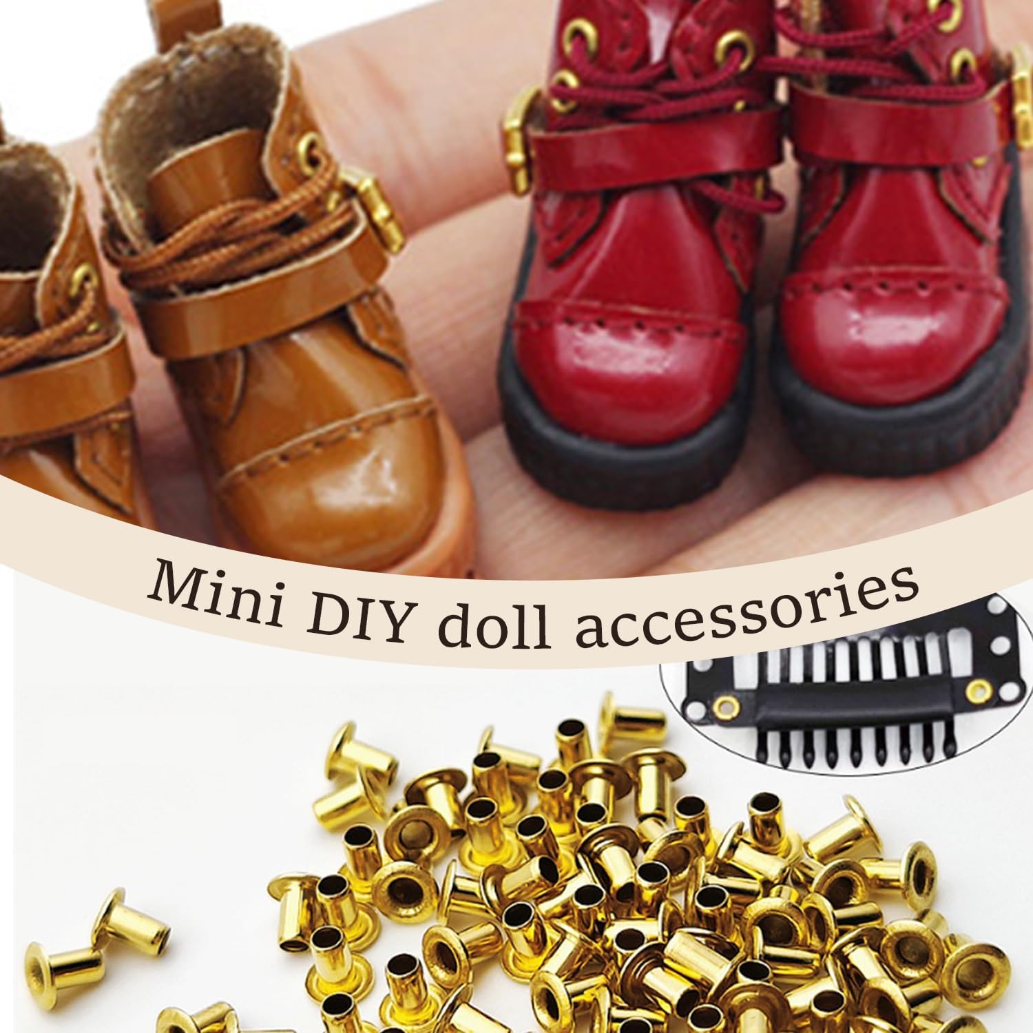 100 Pcs 1.5mm Gold Tiny Grommets Eyelets, Self Backing Brass Eyelets for Bead Cores, Leather, Clothes & DIY Craft Projects