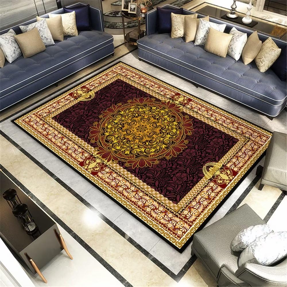 Tapis sol rouge géométrique pour réchauffer l'ambiance d'un restaurant ou d'un salon