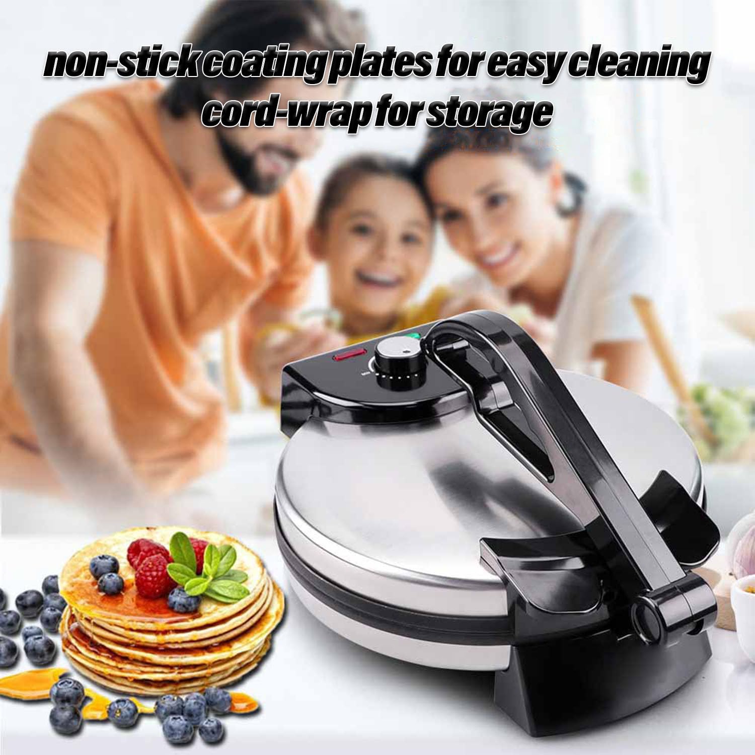 1800W Electric Tortilla Maker 12-calowa płyta do gotowania bez przywierania Automatyczna maszyna do płaskiego chleba ze wskaźnikiem światła LED do restauracji domowej