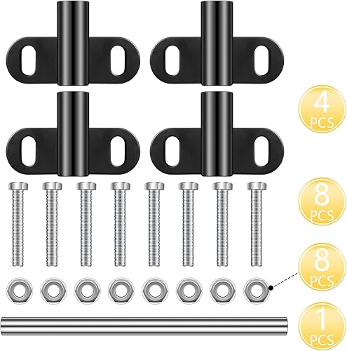 Miniatura 3 de Jutom Juego de soportes de eje de carretilla compatible con ejes de carretilla de 58 pulgadas de 10 x 0.63 pulgadas, eje de carretilla resistente, 4