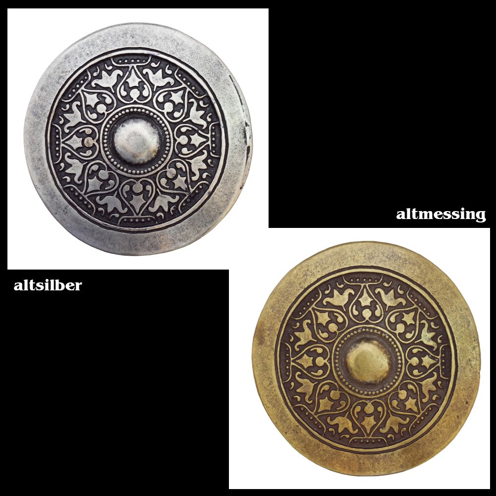 Wolfszeit Ledergürtel mit Wikingerschnalle - schwarzes Rindleder - Altsilber- oder altmessing-farbene Schließe - Gürtellänge von 70-190cm