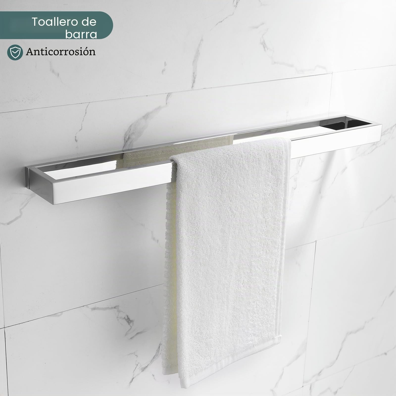 Juego de Accesorios de baño de 4 Piezas, Juego de toalleros cromados, Juego de Accesorios de baño de Acero Inoxidable montado en la Pared, 23.6 Pulgadas