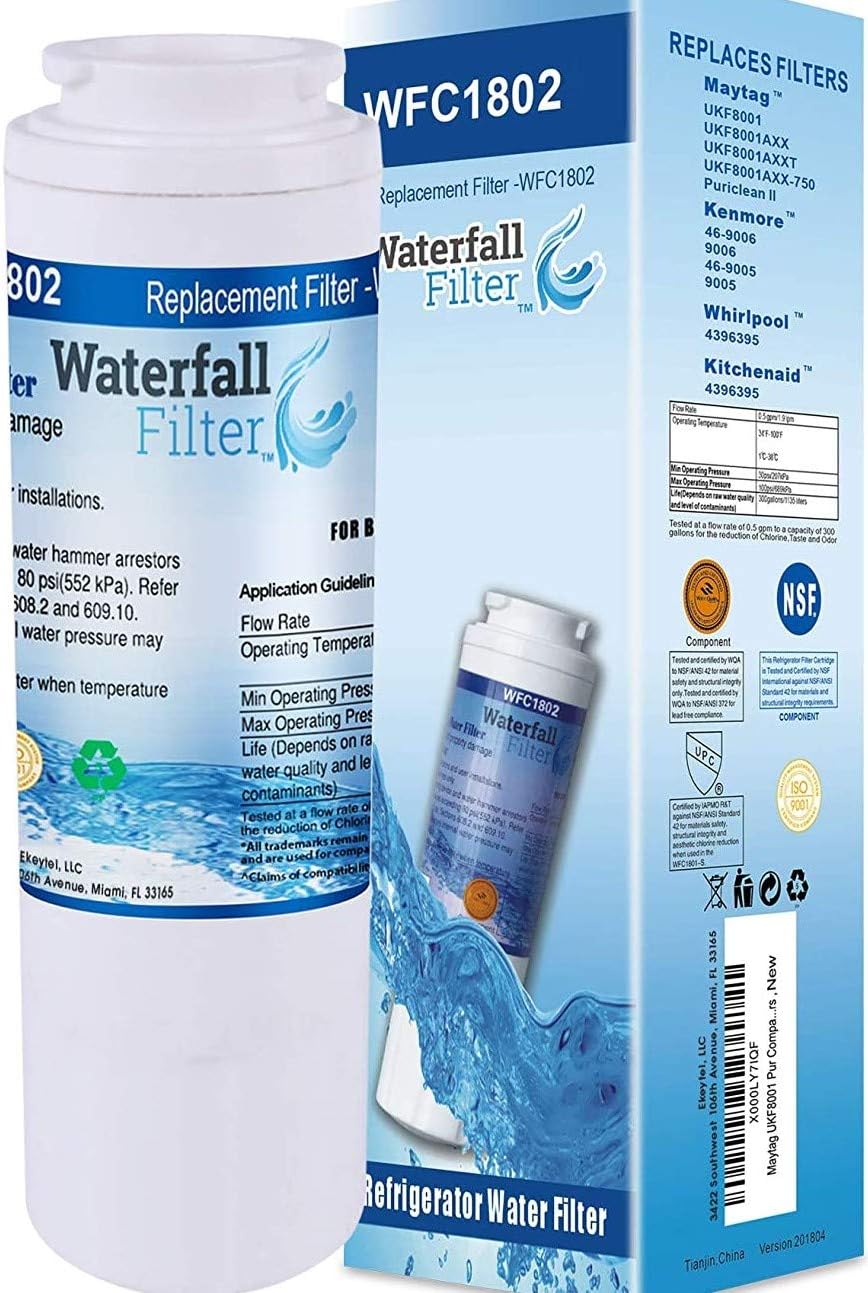 Waterfall Filter - Refrigerator Water Filter Compatible with Maytag UKF8001