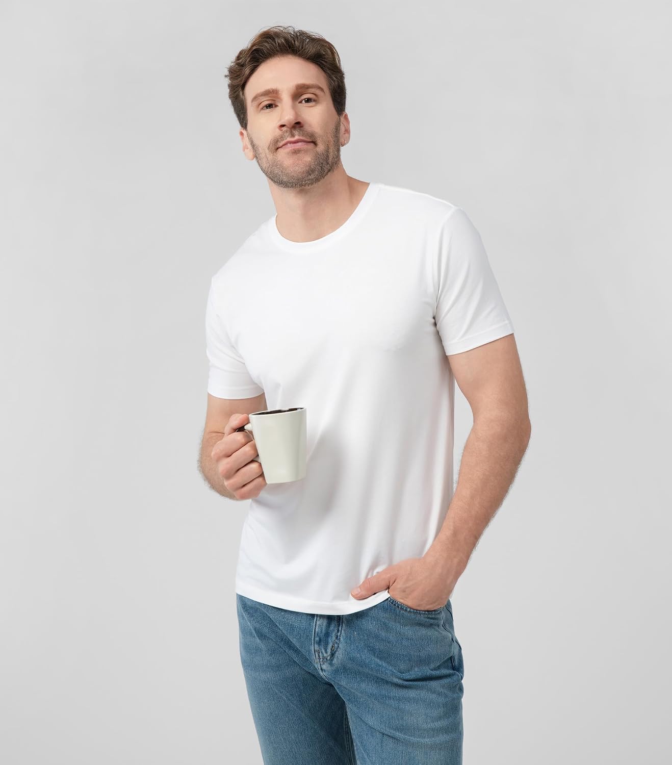 DAVID ARCHY Men's Undershirts Cooling Moisture-Wicking, Cotton T-Shirts for Men, Crew Neck Tees 3-Pack
