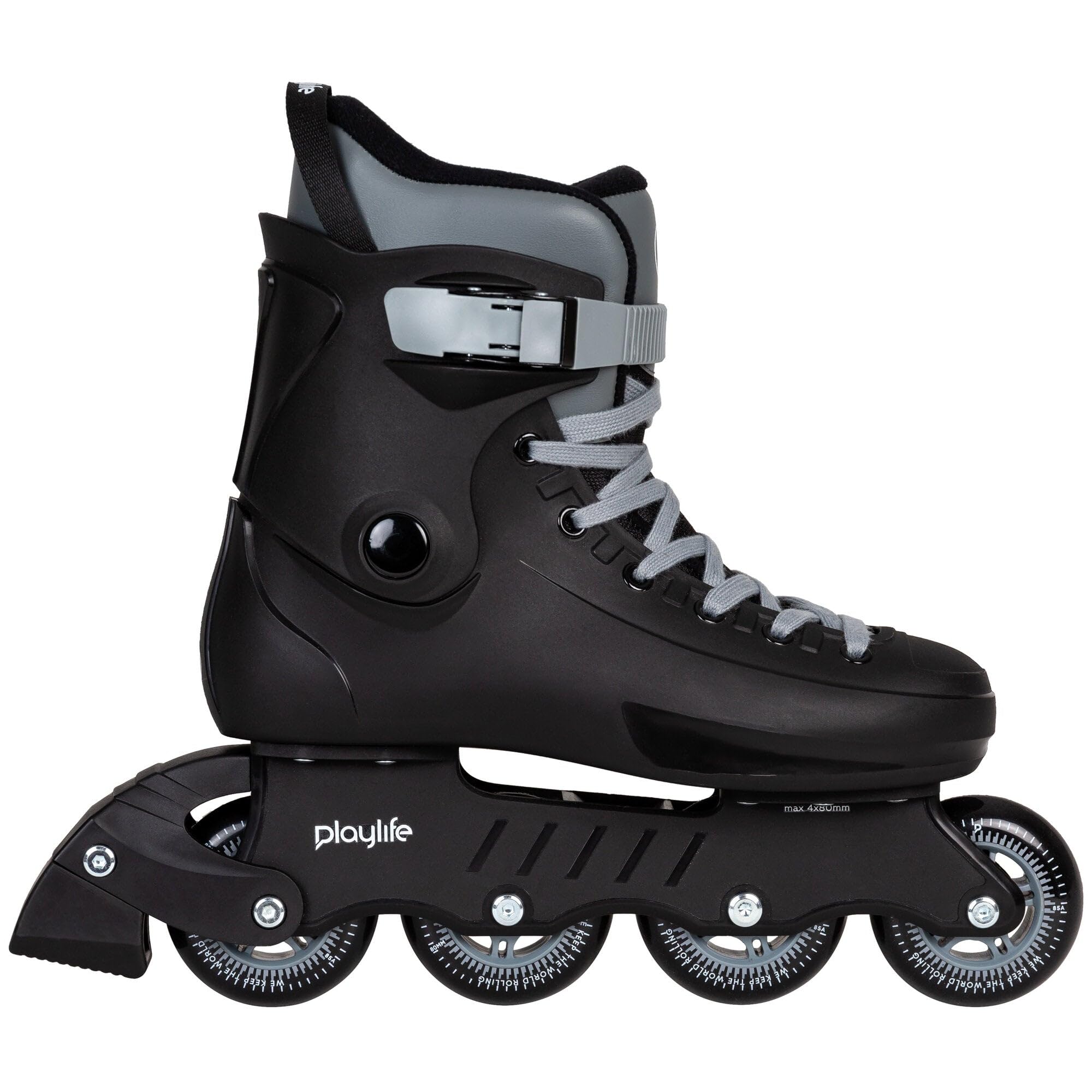 Playlife Rave Black 80 Rollers en ligne, noirs, pour homme et femme, taille 39-46, rollers rétro avec roues 80 mm/85 A, roulements à billes ABEC 7