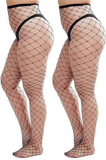 Womems Sexy Black Fishnet Tights Plus Size Net Pantyhose Stockings