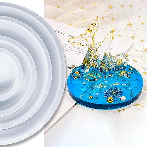 Miniatura 3 de Moldes de silicona redondos profundos, juego de moldes de silicona circulares de 3, 5, 7, 9 pulgadas para resina, para preservación de flores,