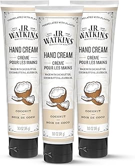 Natural Moisturizing Hand Cream, Hydrating Hand Moisturizer with Shea Butter, Cocoa Butter, and Avocado Oil, Cruelty Free, 3.3oz, Coconut, 3 Pack