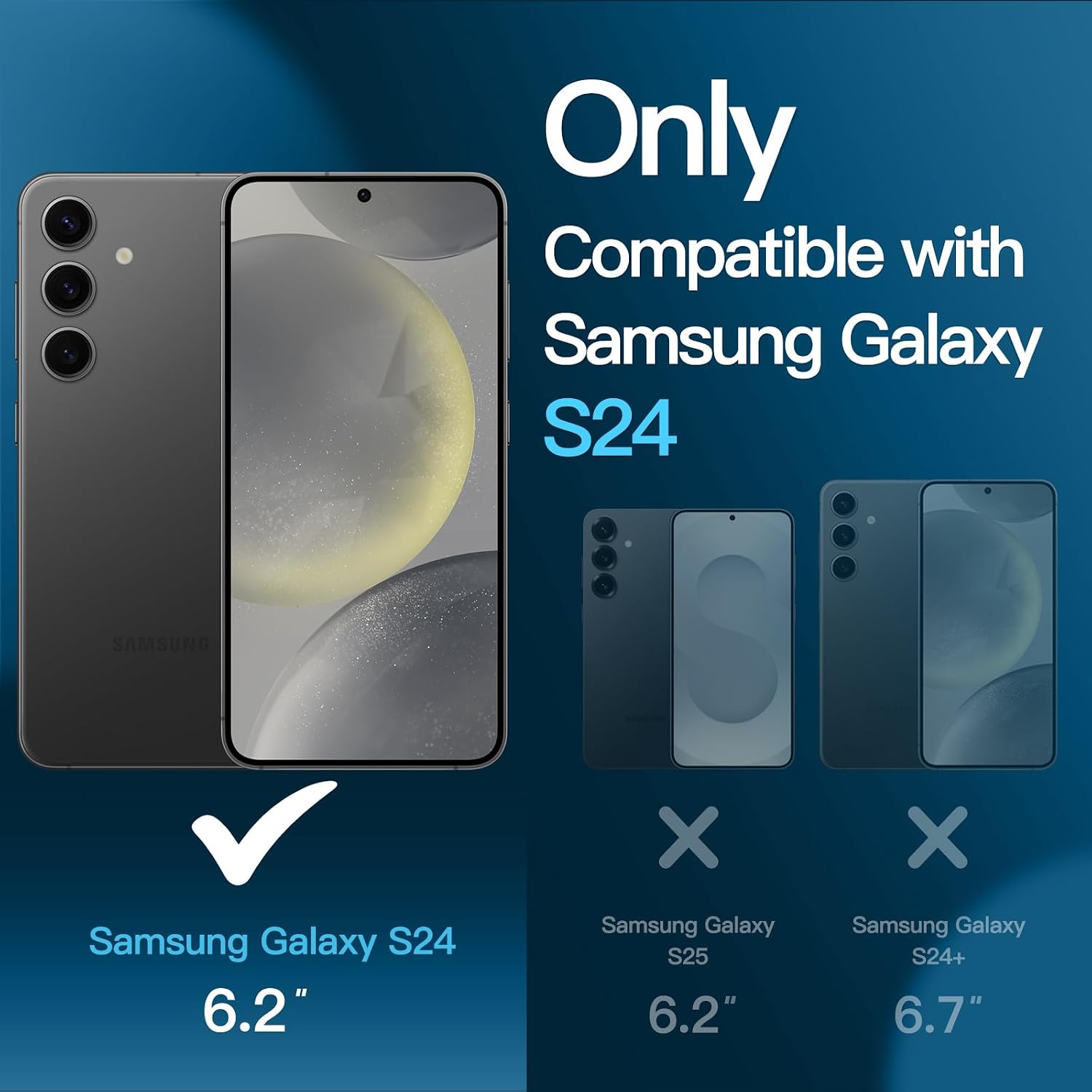 JETech 5 in 1 Matte Case for Samsung Galaxy S24, Dark Blue image 2
