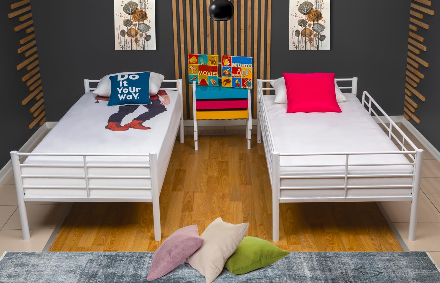 Letto a castello metallico bianco 90 x 190