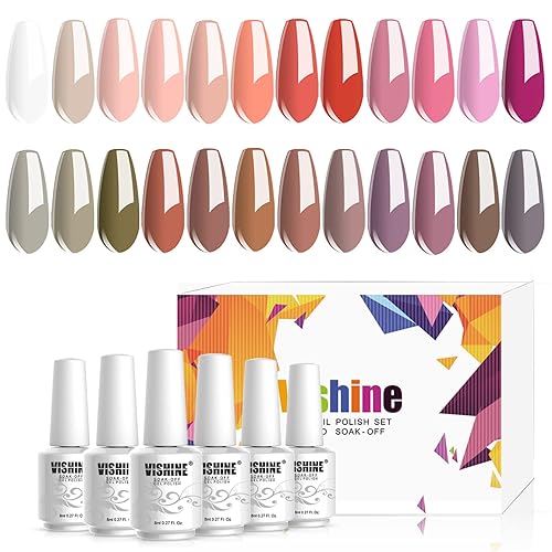 Vishine Juego de 24 colores de esmalte de uñas de gel, kit de esmalte de uñas de gel para uñas LED UV para arte de uñas, 0.3 fl ozPC, paquete de 24