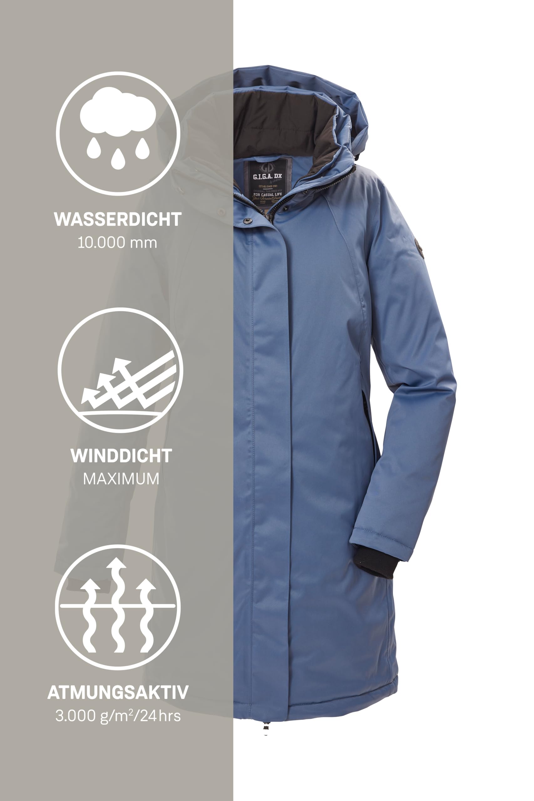 G.I.G.A. DX Damen Gw 93 Wmn Prk Funktionsparka/Parka mit abzippbarer Kapuze