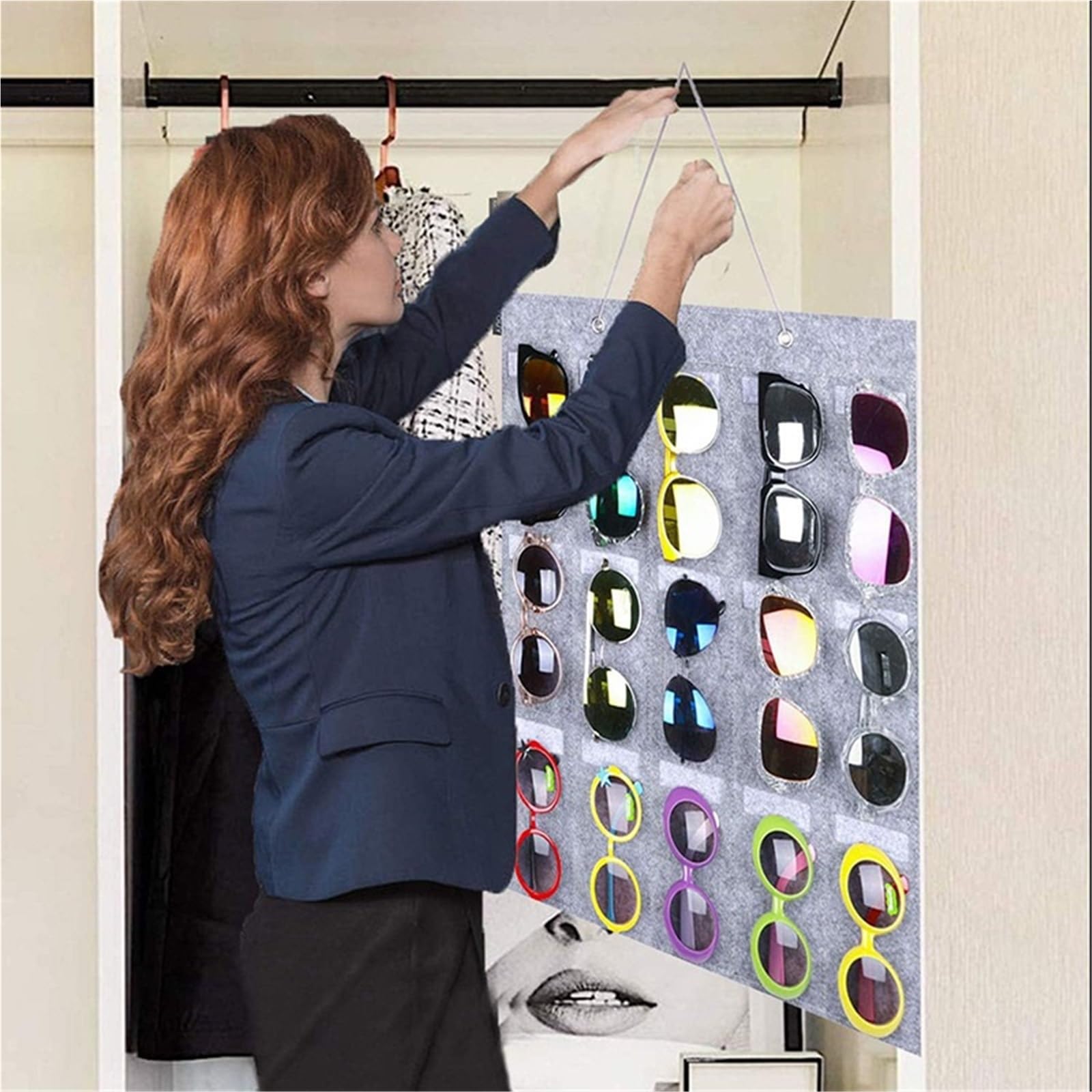 Porta Occhiali Portaocchiali Espositore for Occhiali da Parete con 15 Scomparti for Riporre Gli Occhiali da Vista Espositore Occhiali(Gray)