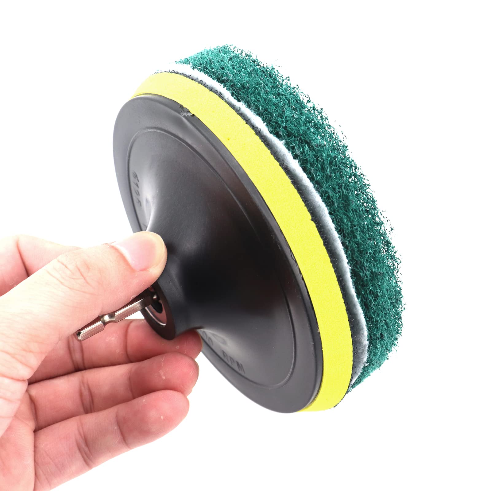 32 Pcs Tampons à Récurer 4 Pouces 5 Pouces Drill Power Scrubber Brush Brosse de Nettoyage pour Nettoyer Les Carreaux de Piscine,la Baignoire, Auto, avec Support de Disque de 4 Pouces 5 Pouces
