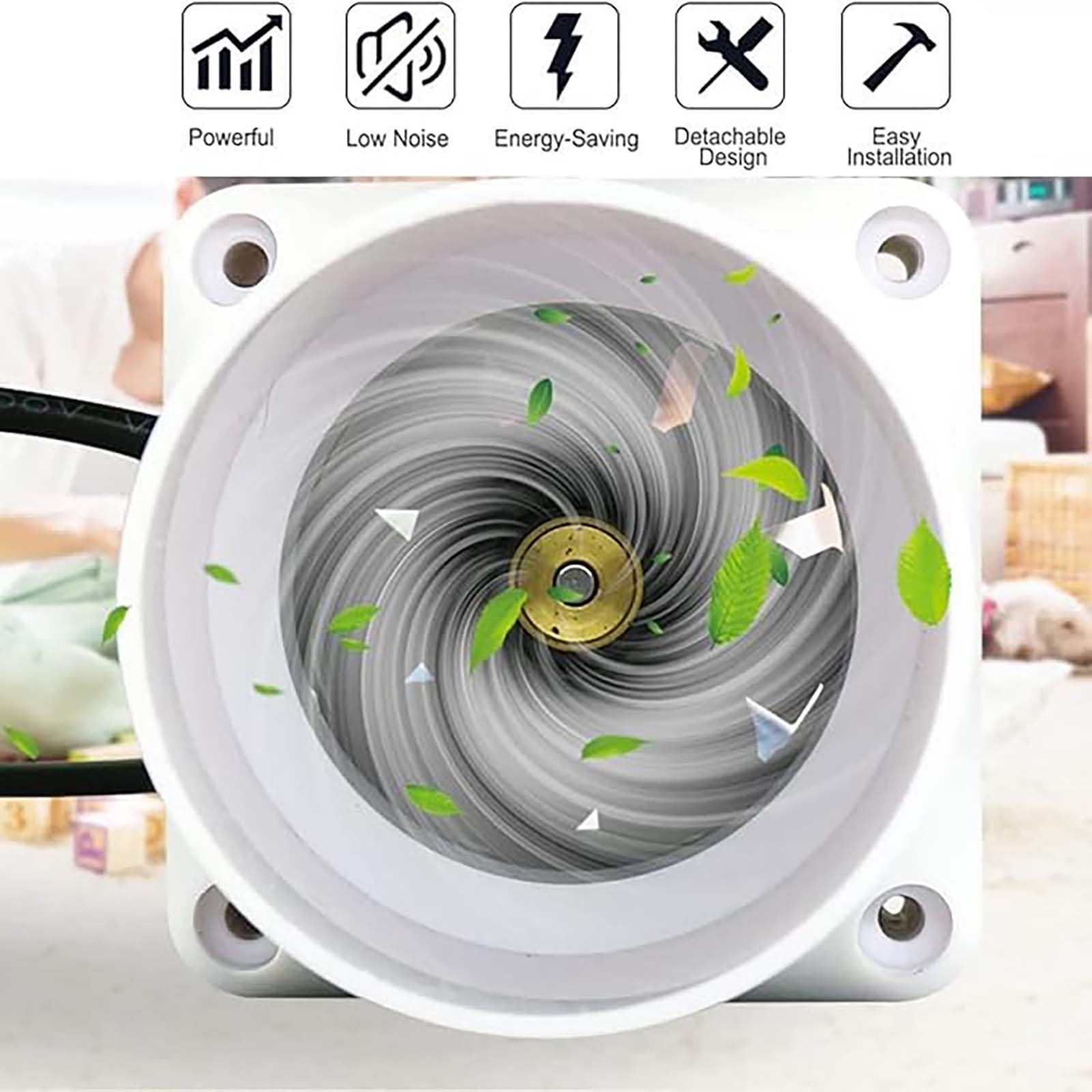 Wentylator Kanałowy Wyciągowy, Mały Cichy Wentylator Wyciągowy Do Łazienki 2 Cale, Z Hyper Flow I Niskim Poziomem Hałasu, Adapter 50 Mm-20 Mm, Do Kampera, Jachtu(50 mm to 32 mm,Speed governor)