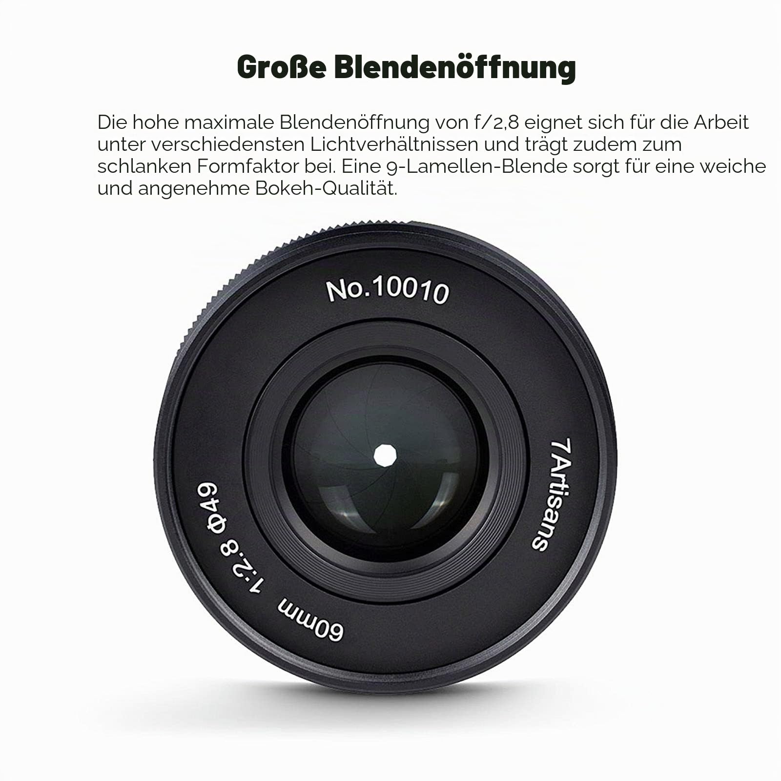 7artisans 60mm F2.8 II APS-C Format Makro-Objektiv, Kompatibel mit Sony E-Mount-Kameras Kameras Sony A5000 A5100 A6000 A6100 A6300 A6400 A6500 A6600