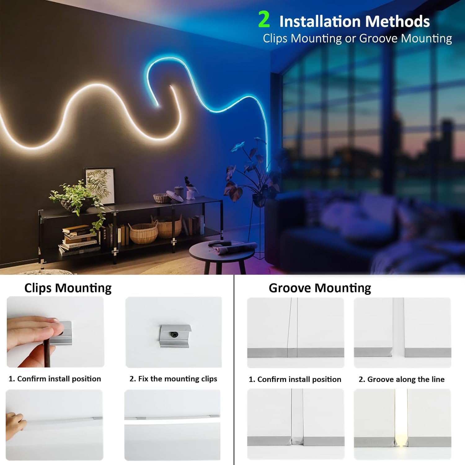 JOYLIT 4MM Width Neon LED Strip Lights 5000K Daylight White 16.4FT, 24V Flexible Waterproof Neon Rope Light Uniform Glow 168LED/M, Neon Cuttable Strip Lights for Patio, Bathroom, DIY (No Power Supply)