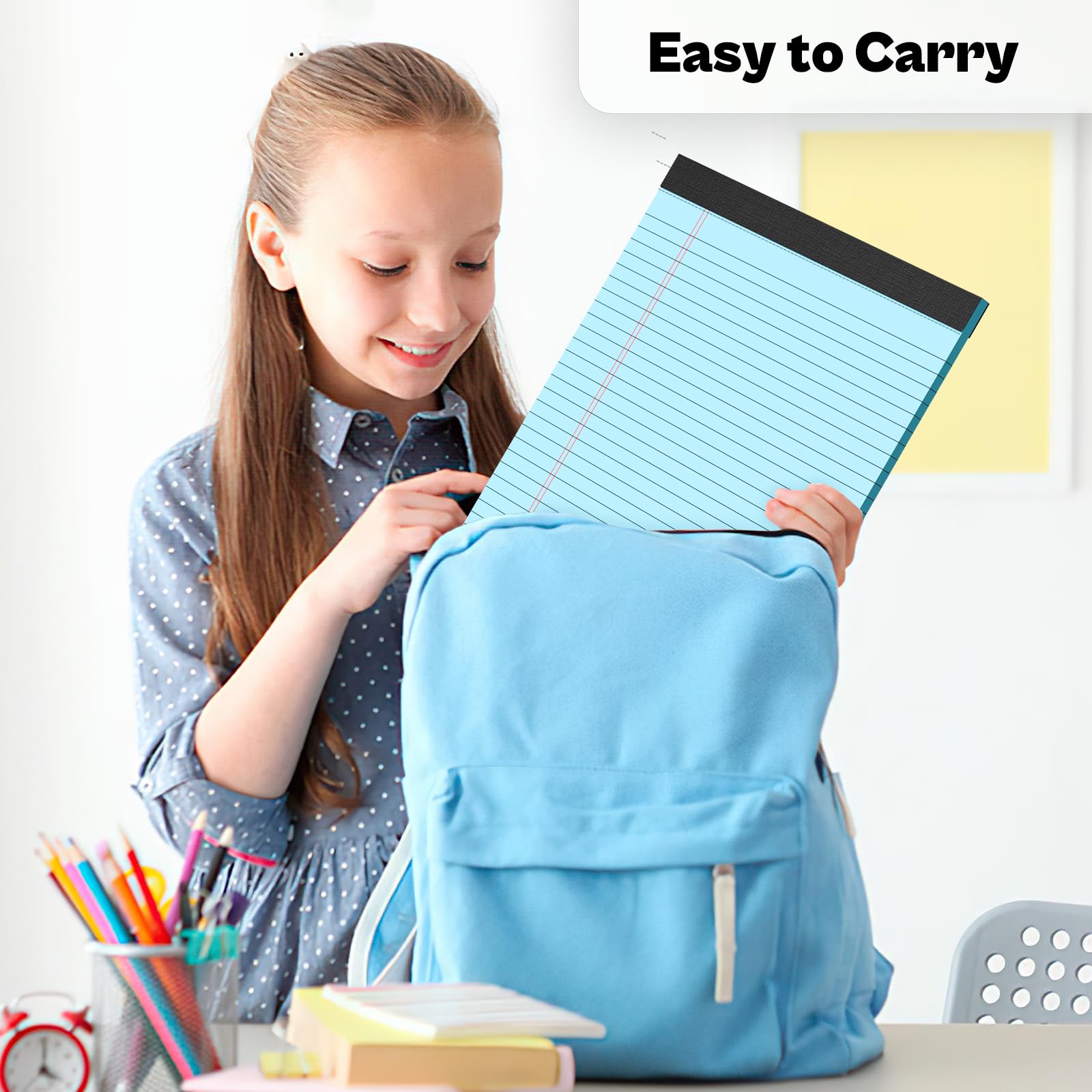 Paquete de 4 blocs legales azules de 8.5 x 11 pulgadas, bloc de notas azules de 8.5 x 11 pulgadas, bloc de notas de 8.5 x 11 pulgadas, bloc de escritura microperforado, bloc de papel rayado ancho,