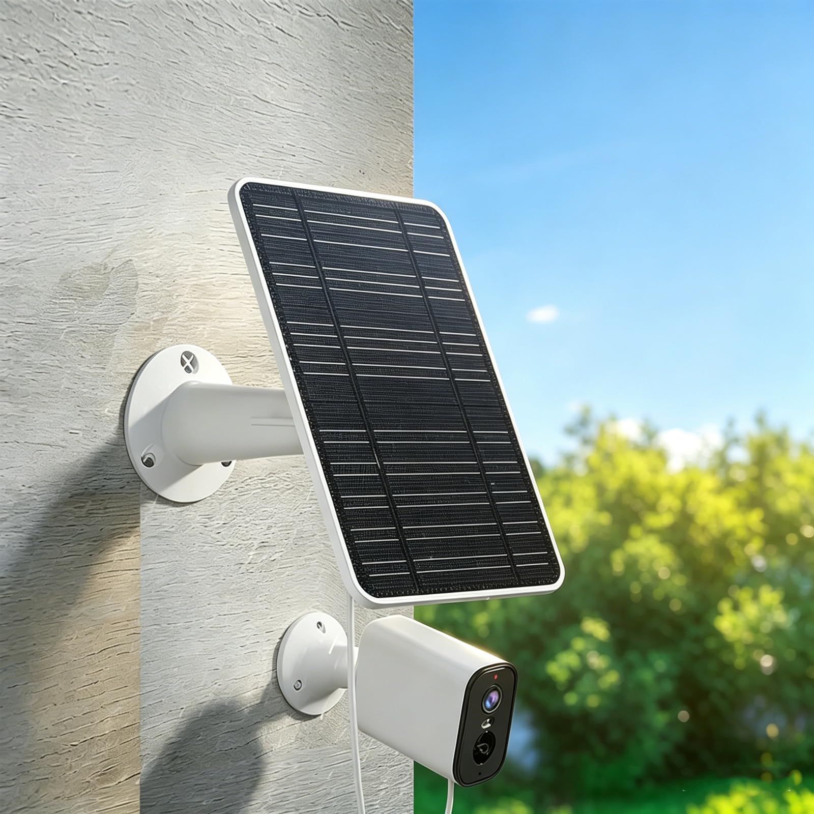 5-W Solarpanel zur kontinuierlichen Energieversorgung von Überwachungsgeräten mit wetterfestem ABS Gehäuse und einfach zu installierendem Überwachungskamera Solarset