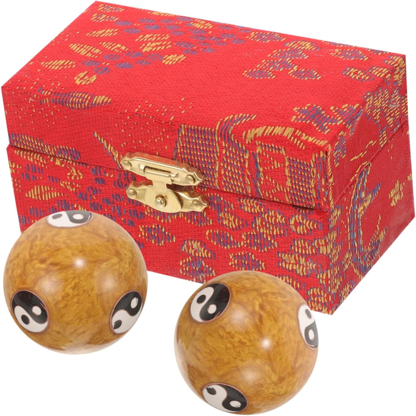 BESTYASH 2Pcs Reusable Metal Hand Massage Balls Fitness Hand Exercise Balls for Stress Relief Therapy Chinese Health Sport Accessory Gift Home Decor Random Color