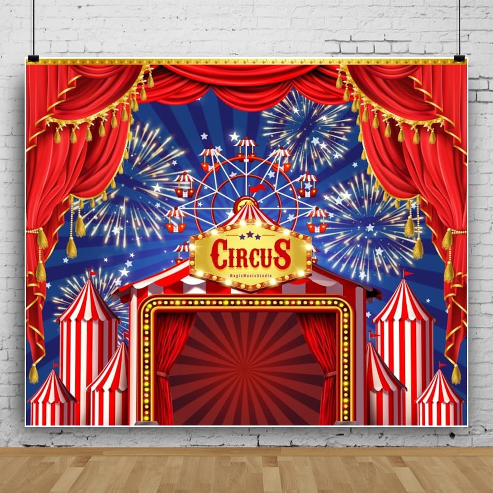 Amazon.com : Leowefowa 7x5ft Red Circus Tent Photo Backdrop Red ...
