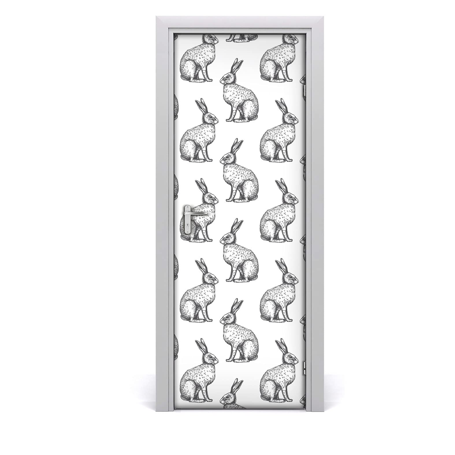 Auto-adhésive papier peint sur la porte animaux de lapins 85x200cm