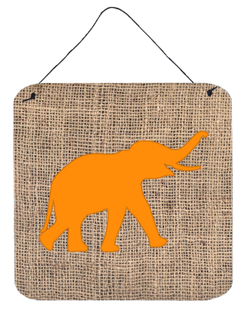 Éléphant en toile de jute impression d'art sur métal mural brillant