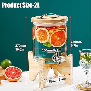 Amazon | ガラス ドリンク サーバー，蛇口付き水筒ジャグボトル